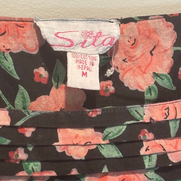 Vintage Sita Floral Cotton Midi Dress - size Medium - Picture 5 of 5
